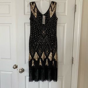 Gatsby Cocktail Sequin Art Deco Flapper Dress NWT